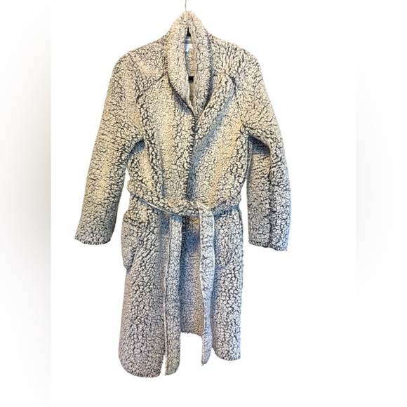 NWOT Charter Club Grey Shaggy Teddy Fleece Robe Tie Sweater Sleepwear Size M/L - Picture 2 of 8